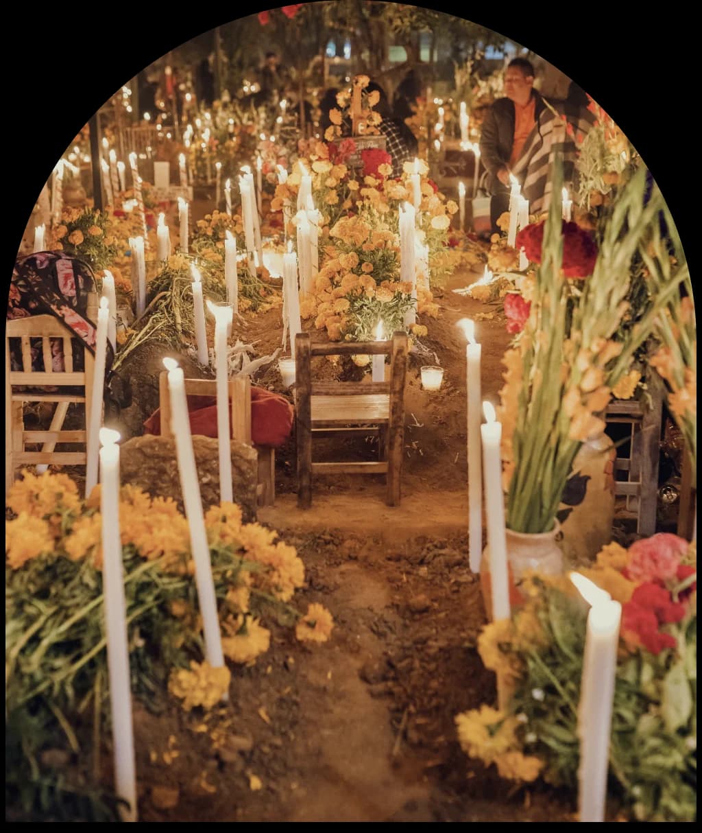 Traditional altar with decorations and offerings
